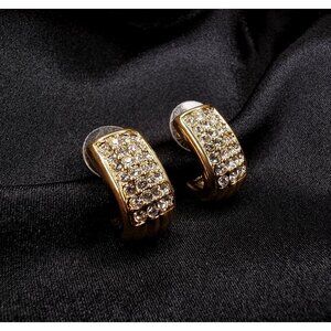 Rare Find Vintage 1980s/1990s  Swarovski Gold-Tone Crystal Pave Earrings